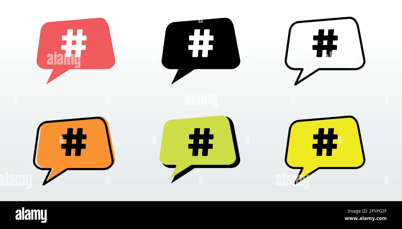 Hashtag, icônes de réseaux sociaux définies. Icône hashtag. Symbole hashtag. Icône des réseaux sociaux. Illustration vectorielle. Illustration de Vecteur