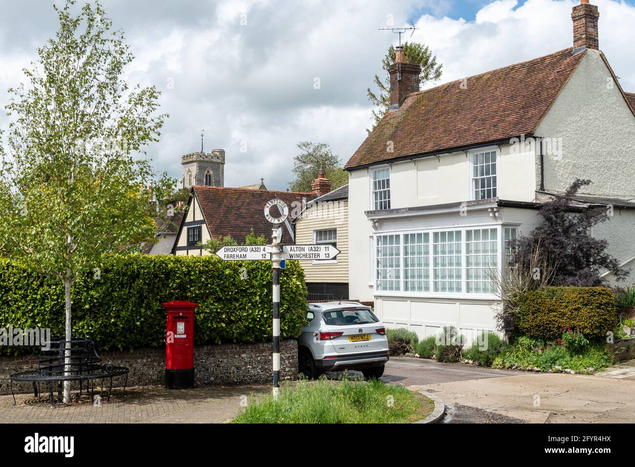 Vue sur West Meon, un joli village du Hampshire, Angleterre, Royaume-Uni Banque D'Images