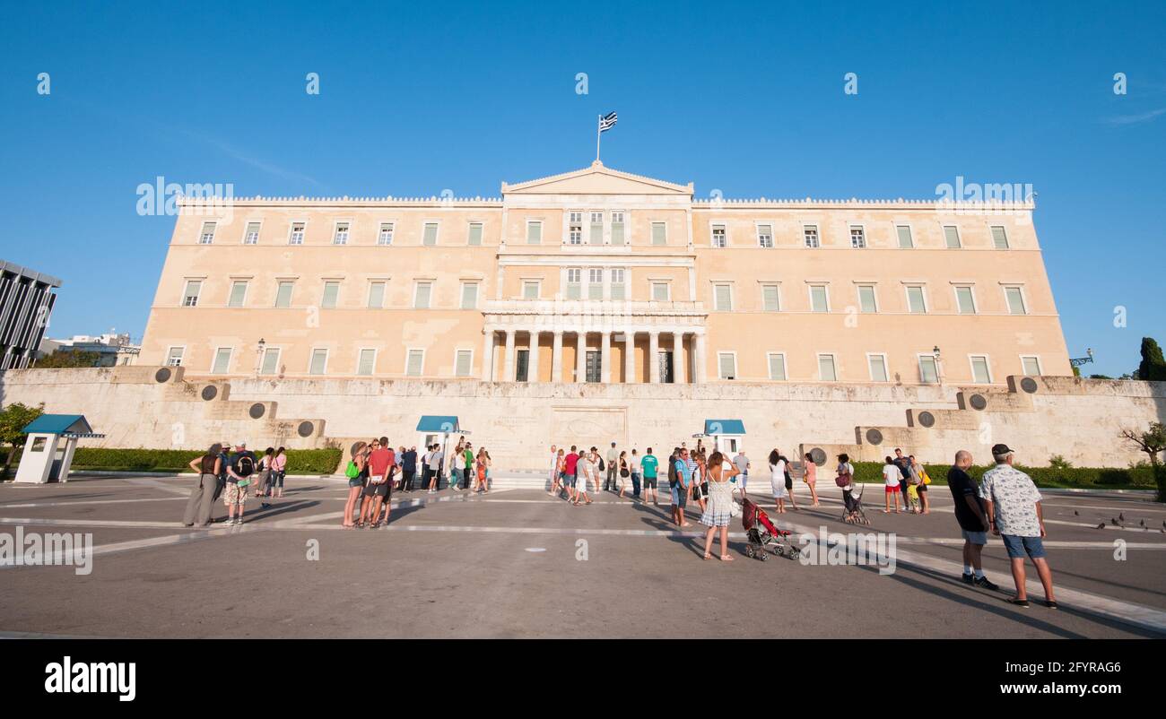 Place Syntagma, Parlement buiding, Athènes, Grèce Banque D'Images