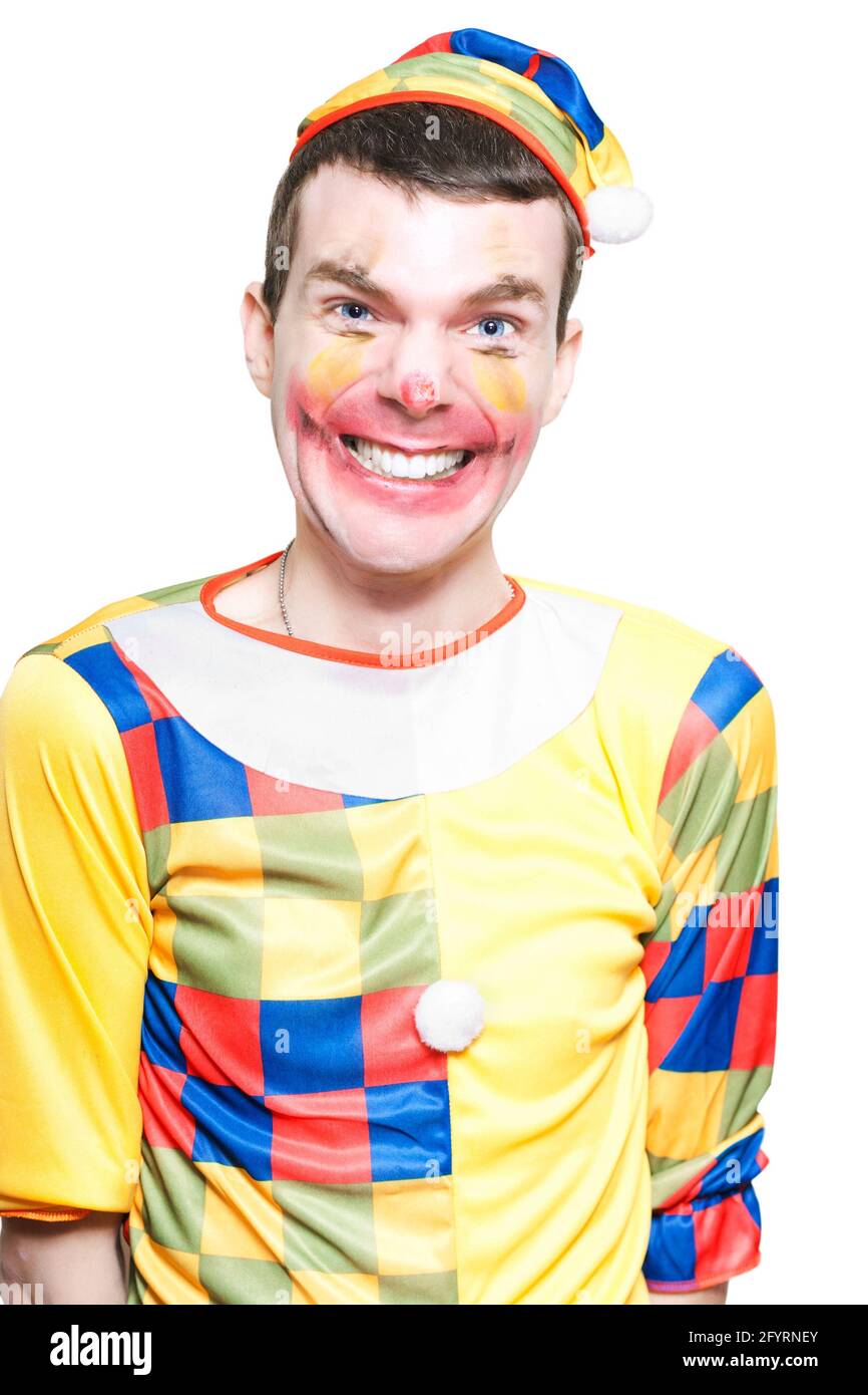 Joker Drole De Regarder Dans Clown Costume Riant Et Parlant Blagues A Une Fete D Anniversaire Pour Enfants Dans Une Representation De Comedie Entertainment Terminee Photo Stock Alamy