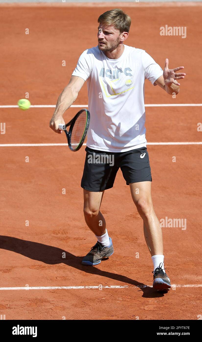 Paris, France. 29 mai 2021. David Goffin de Belgique pendant la pratique avant l'Open de France 2021, un tournoi de tennis Grand Chelem au stade Roland-Garros le 29 mai 2021 à Paris, France - photo Jean Catuffe / DPPI crédit: DPPI Media/Alay Live News Banque D'Images