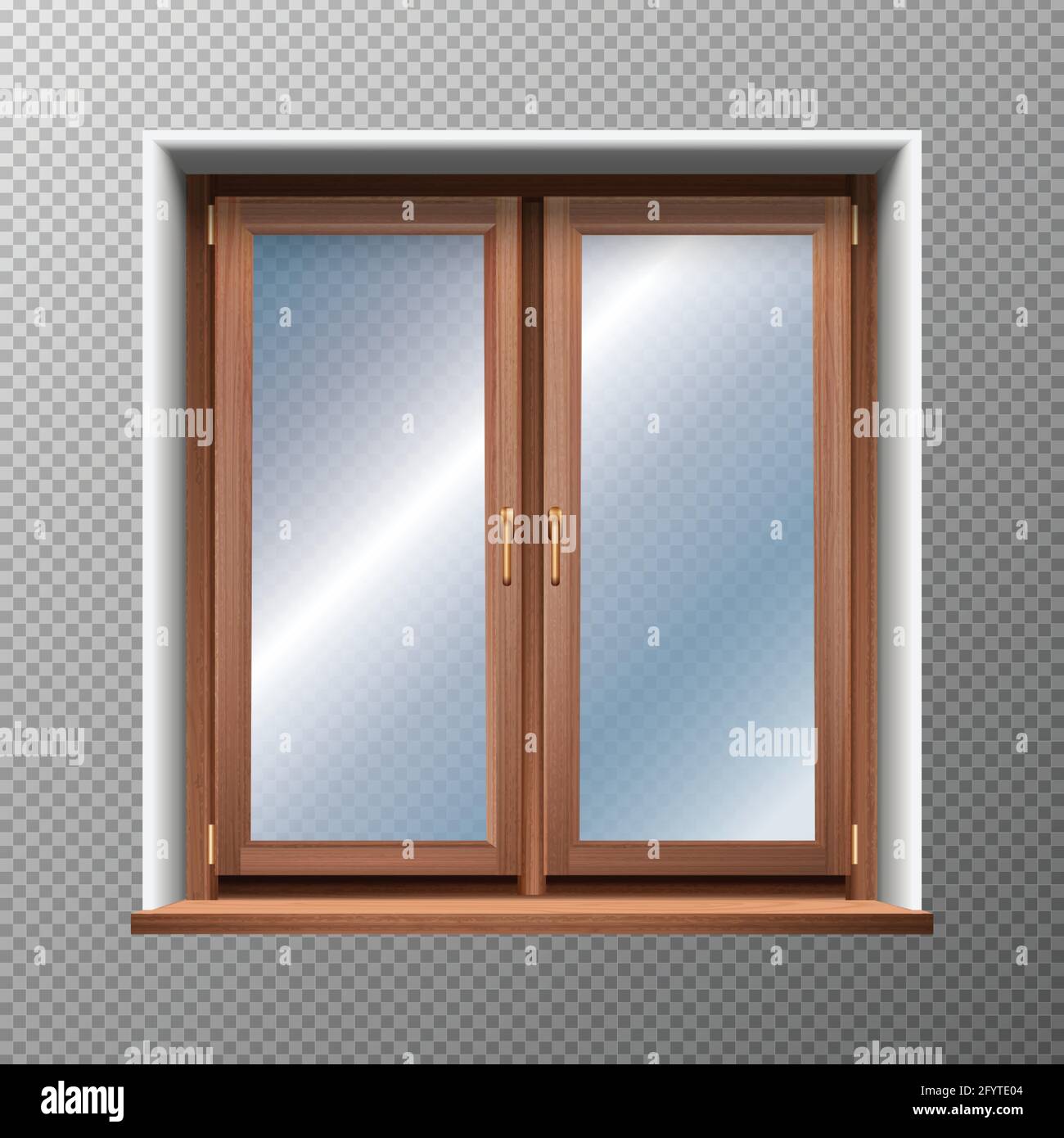 illustration réaliste d'icône vectorielle de fenêtre encadrée en bois. Isolé. Illustration de Vecteur