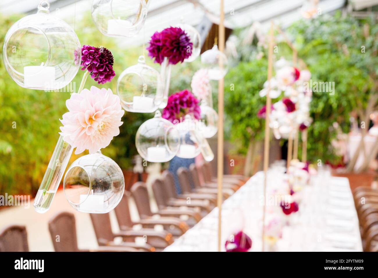 Un cliché sélectif de la belle décoration de mariage Banque D'Images