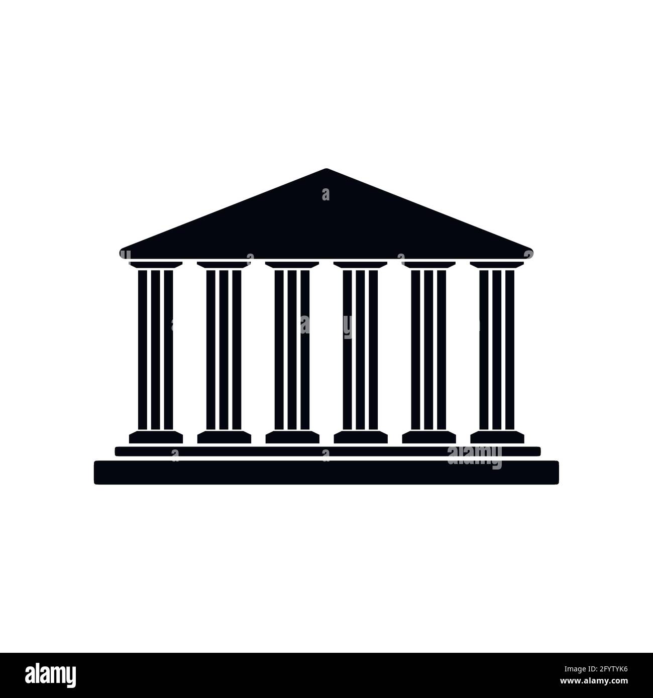 Silhouette noire de l'institution de construction de la banque. Architecture de construction vectorielle, structure de gouvernement classique d'affaires, illustration de maison de finances, icône de banque Illustration de Vecteur