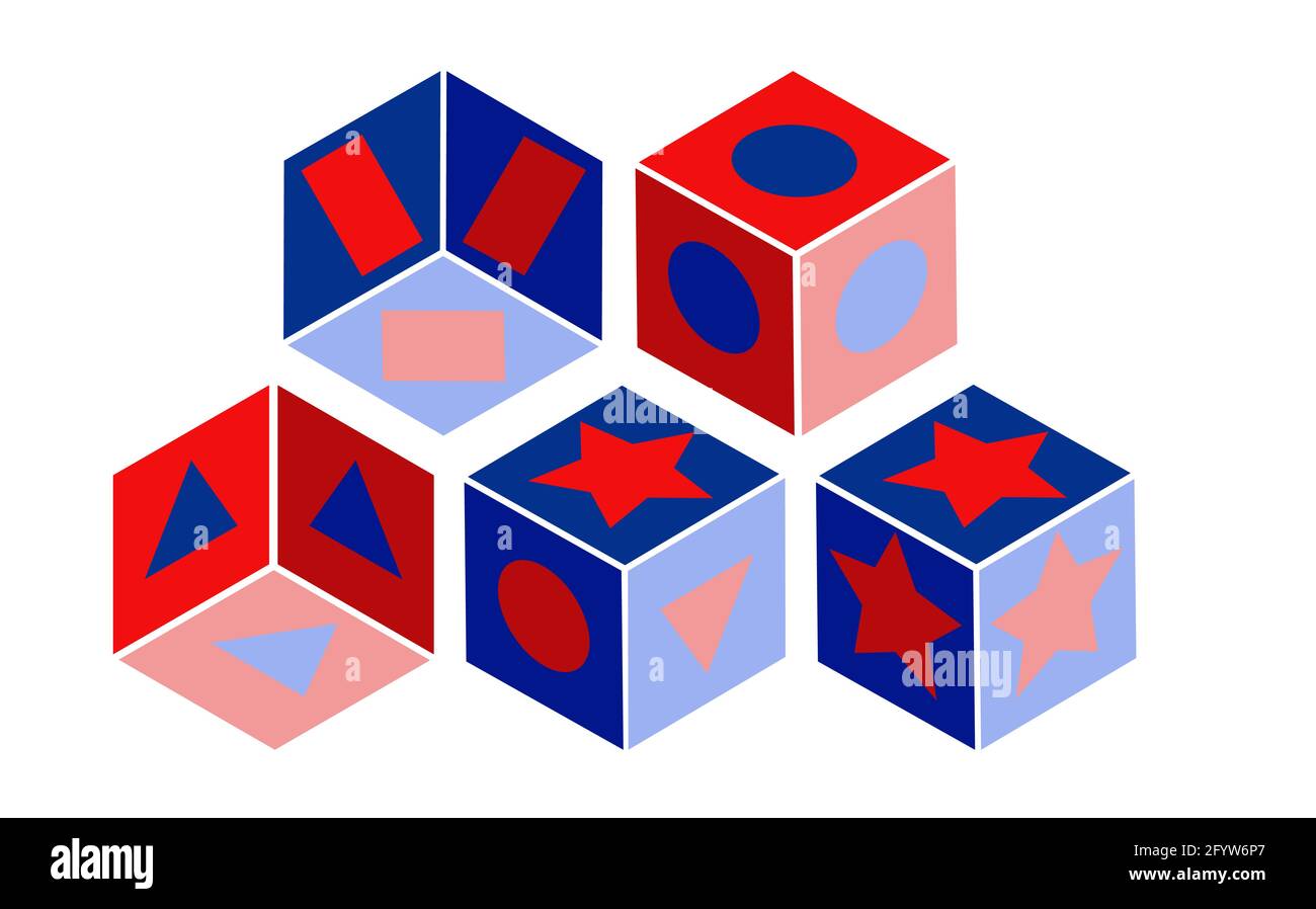 Ensemble d'icônes de cube isométrie, formes géométriques. Illustration de Vecteur