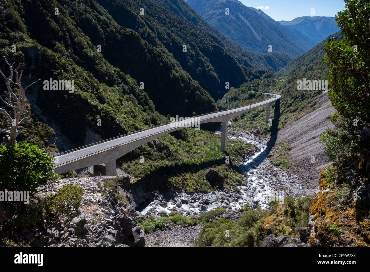 Viaduc d'Otira, près du col de l'Arthurs, Canterbury, Île du Sud, Nouvelle-Zélande Banque D'Images