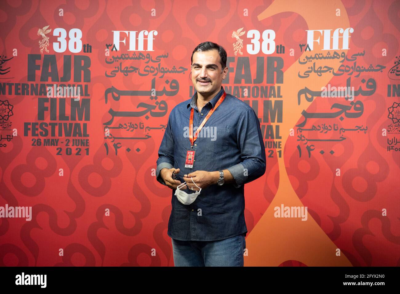 Téhéran, Iran. 28 mai 2021. (5/28/2021) l'acteur de cinéma iranien Kourosh Soleimani dans une séance de photo tout en assistant au 38e Festival international du film de Fajr, à Téhéran, en Iran. (Photo de Sobhan Farajvan/Pacific Press/Sipa USA) crédit: SIPA USA/Alay Live News Banque D'Images