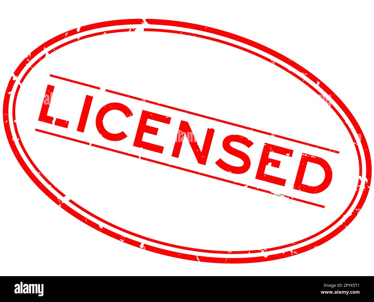 Grunge rouge sous licence mot ovale caoutchouc cachet sur fond blanc Illustration de Vecteur