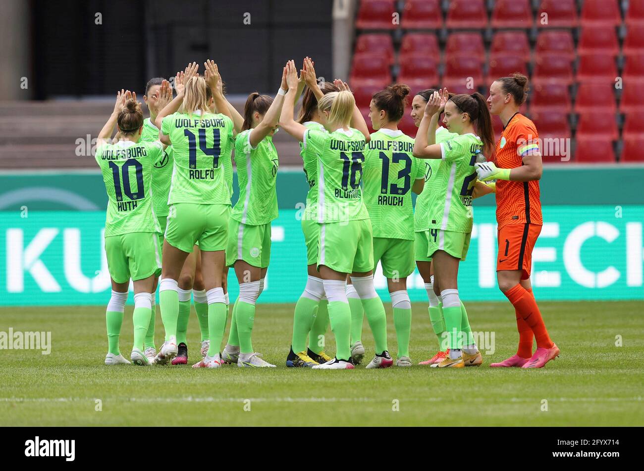 Firo: 30.05.2021 Fuvuball: Football: DFB coupe finale femmes, saison des dames 2020/2021 Eintracht Frankfurt - VfL Wolfsburg équipe Wolfsburg Banque D'Images