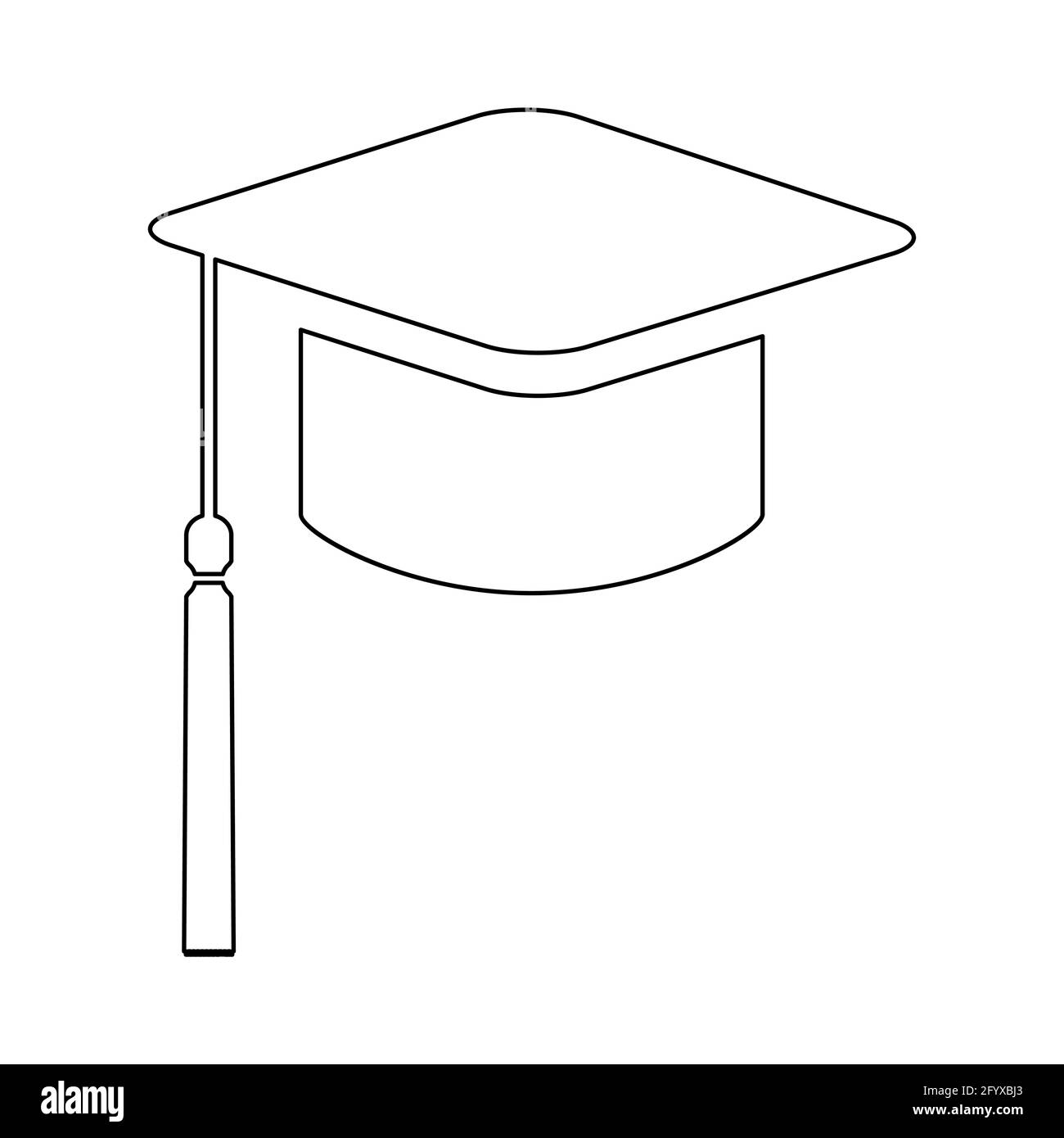 Capuchon, symbole chapeau isolé sur fond blanc. Illustration vecteur de l'enseignement supérieur icône, réussite bouton Web . Illustration de Vecteur