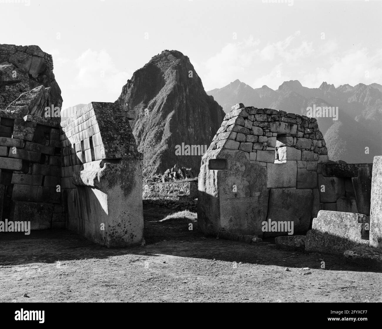 Structures de Machu Picchu, Pérou, 1935.(Photo de Burton Holmes) Banque D'Images