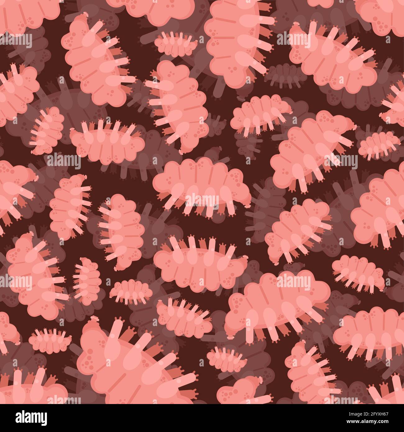 Motif de Tardigrada sans couture. Type d'arrière-plan microscopique des invertébrés. Texture vectorielle Illustration de Vecteur