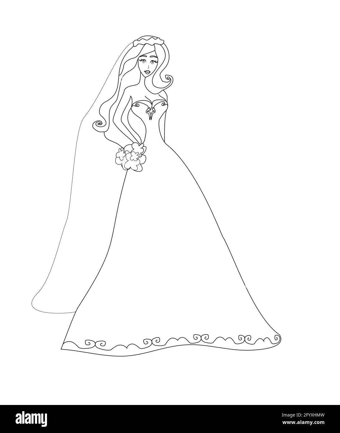 Belle mariée - l'illustration isolée de doodle Illustration de Vecteur