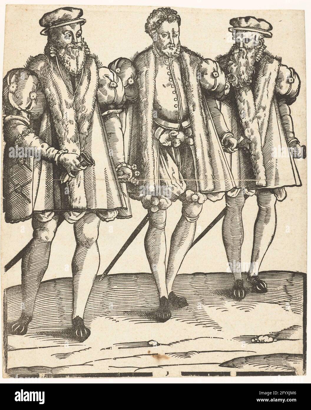 Portrait de gaspard, François et Odet de Coligny. Odet, Cardinal de Châtillon (1517-1571), Gaspard, amiral de France et père de Louise de Coligny (1519-1572) et François, général der infanterie (1521-1569) sont habillés selon la mode espagnole. Banque D'Images