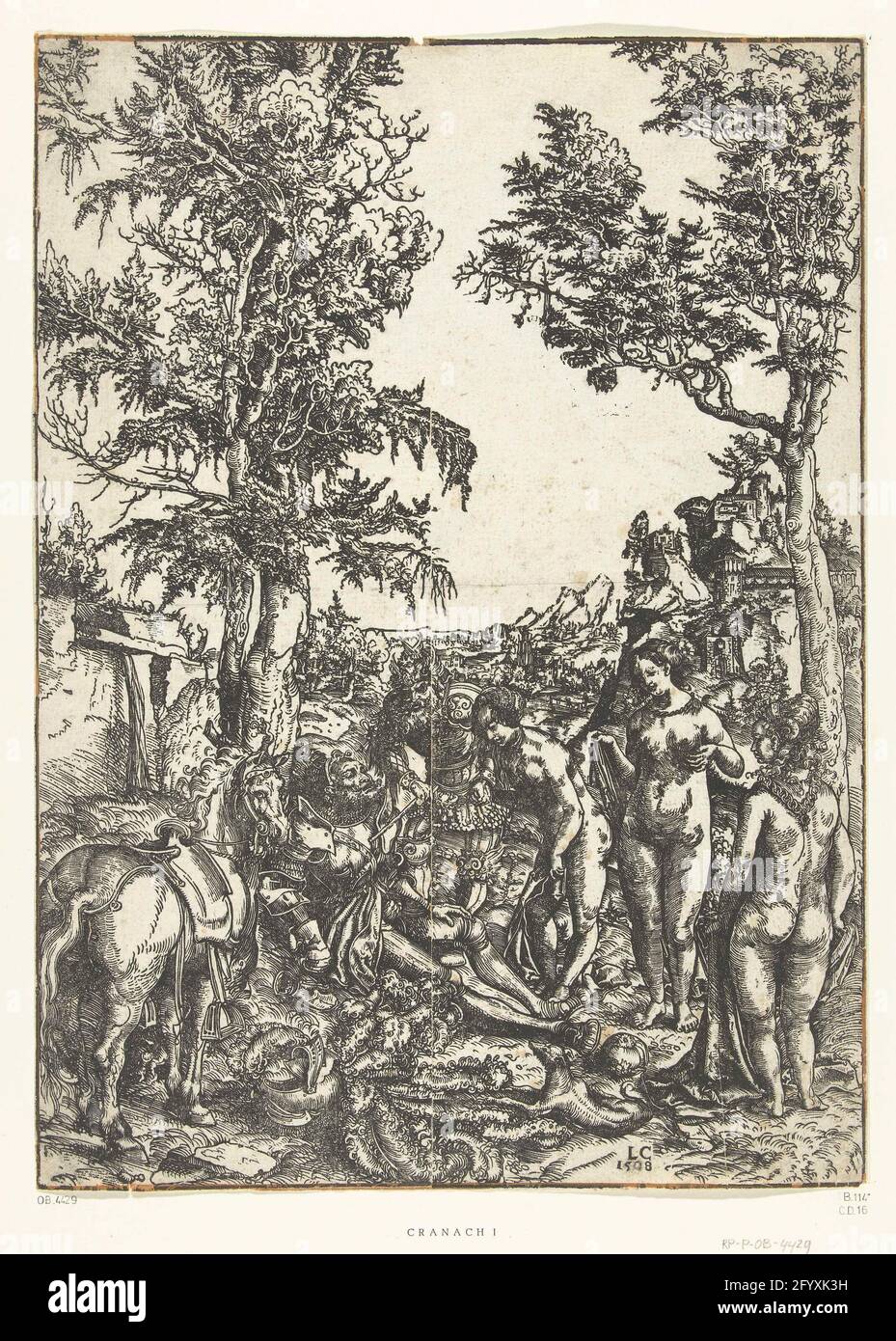 Arrêt de Paris. Mercury réveille le Paris endormi pour qu'il puisse décider laquelle des trois déesses Juno, Minerva ou Vénus est la plus belle. Les femmes ne peuvent pas être distinguées par des attributs les uns des autres. Banque D'Images