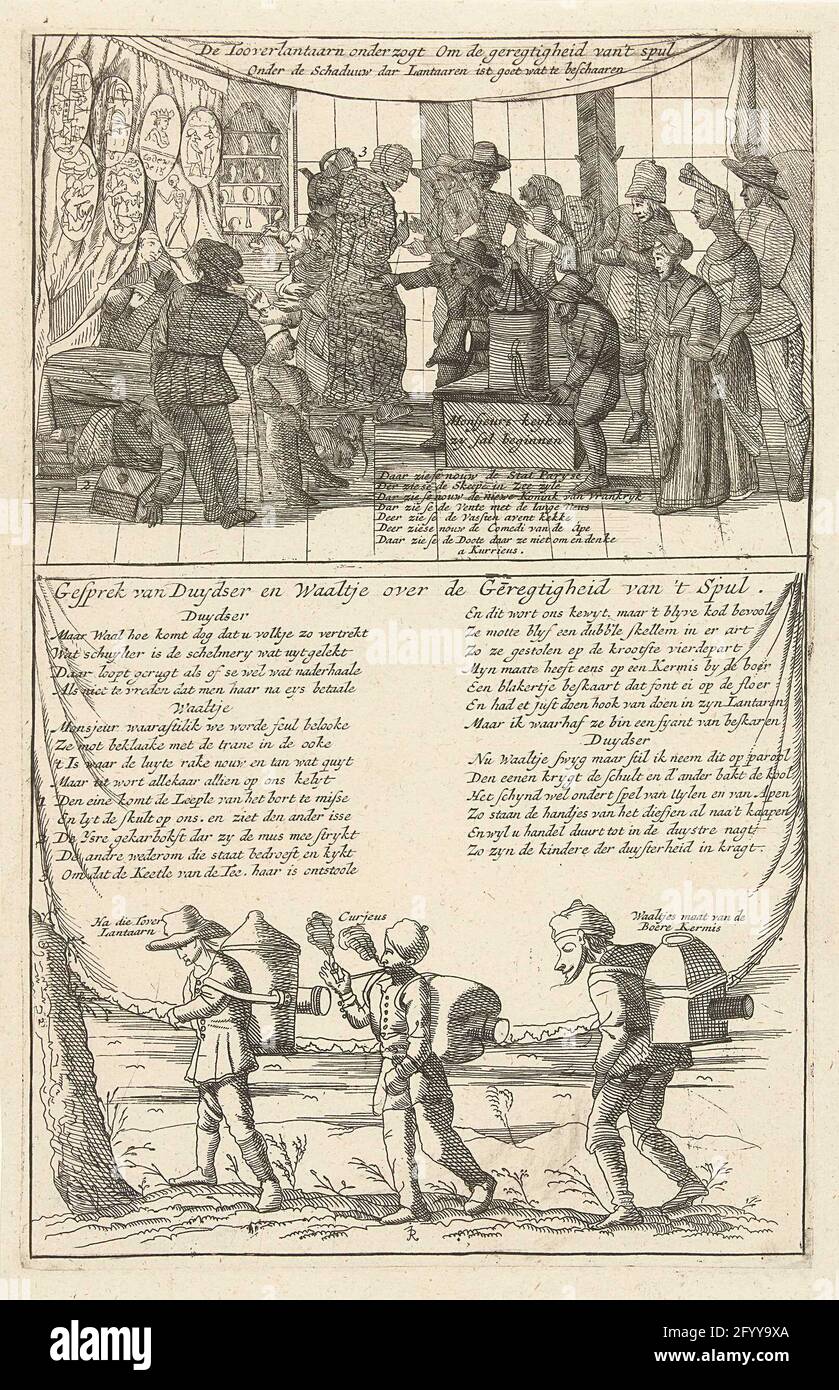 La lanterne magique (dl. 1), env. 1720; la lanterne magique inhibe la  régacité de la substance / sous l'ombre de l'avant de la lanterne pour l'en  damer; la grande scène de folie (