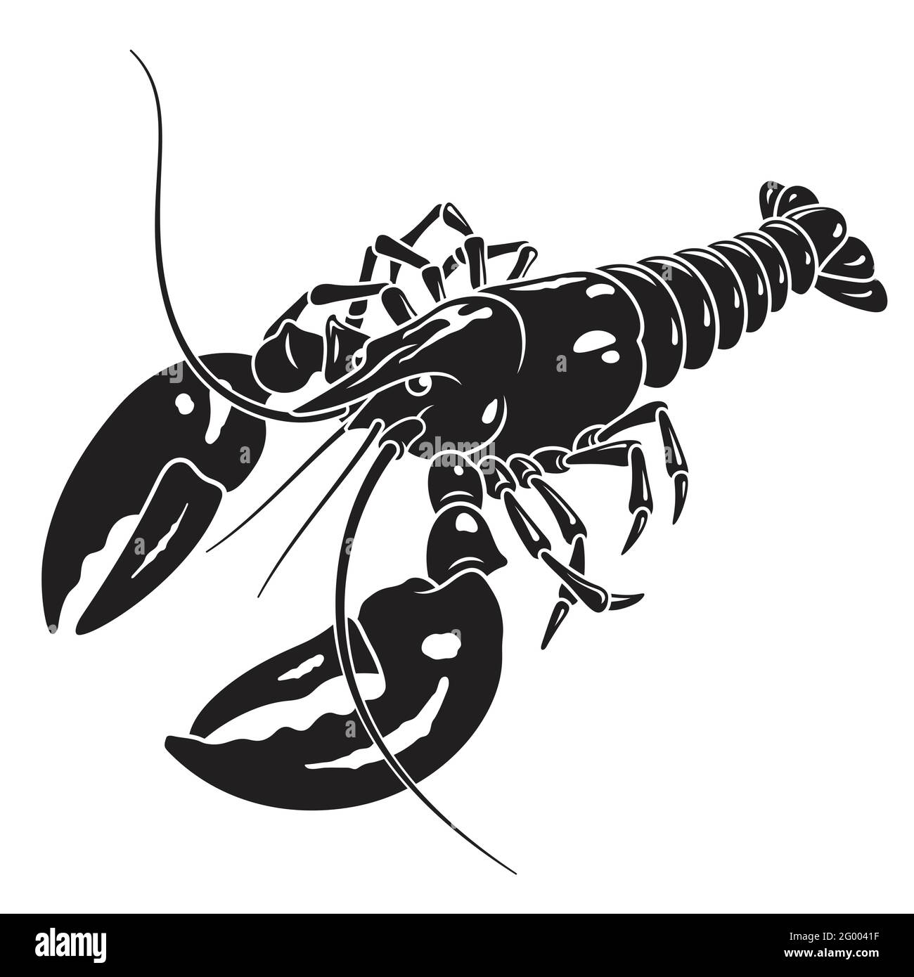 Silhouette vectorielle de homard isolée sur blanc Illustration de Vecteur