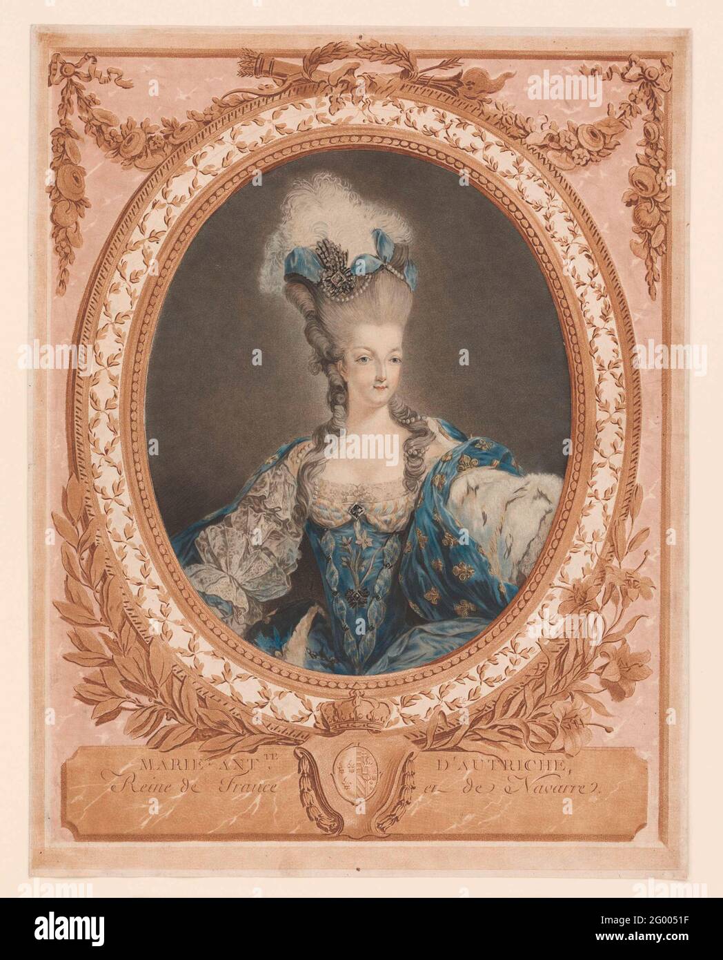 Marie-Antoinette : la Reine de la mode : Portrait de Marie-Antoinette. Les reines françaises devaient donner l'exemple dans le domaine de la mode. En tant qu'épouse de Louis XVI, Marie-Antoinette s'est jetée dans cette tâche avec enthousiasme. Avec sa marche de modes Rose Bertin et son coiffeur Léonard, elle a lancé beaucoup d'une nouvelle mode. L'étiquette de la cour dictait les robes de cour – somptueusement embellies de jupes larges. Lors de la réception des visiteurs, Marie Antoinette portait une robe à la polonaise 1 2, mais préférait une robe décontractée et ample lorsqu'elle se trouvait dans son propre pavillon à Versailles. Cette chemise Banque D'Images