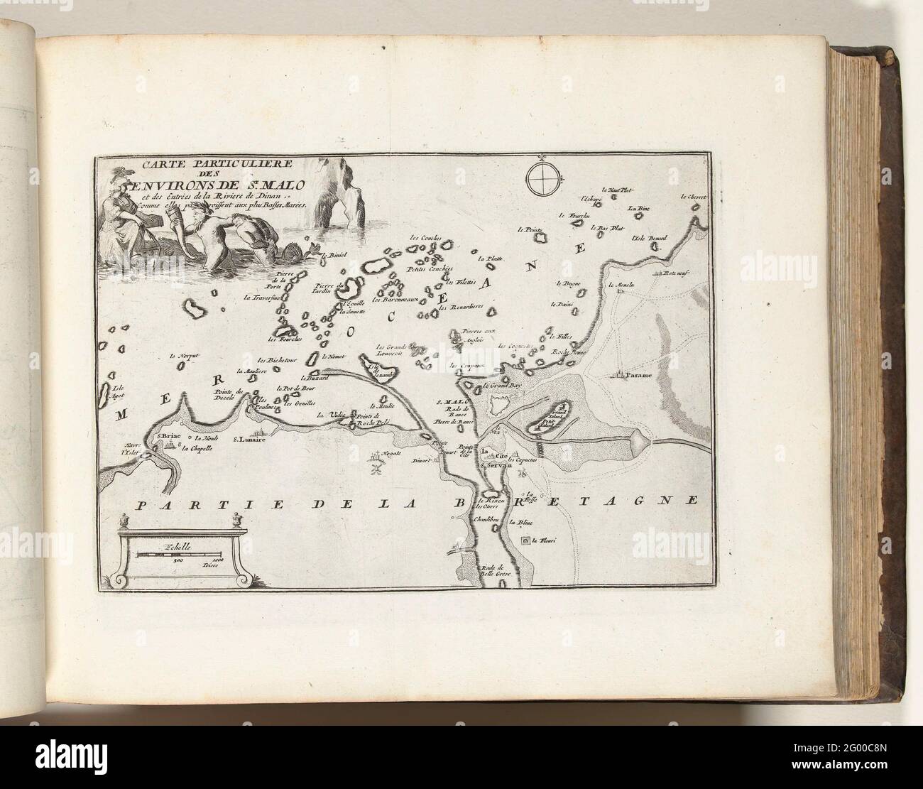 Carte de la région de ​​Saint-Malo, ca. 1693-1695; carte privée des  environs de Saint-Malo et des entrées de la Rivière de Dinan (...); les  Forces de l'Europe, ou Description des Principales vides,