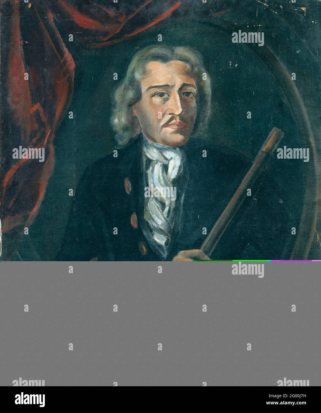 Joan Van Hoorn (1653-1711). Gouverneur général (1704-09). Portrait de Joan van Hoorn (1653-1711). Gouverneur général (1704-09). La moitié, dans ovale, commande arrêt dans la main droite. Copie moderne de l'original perdu de Cornelis de Bruyn de 1706. Partie d'une série de portraits des gouverneurs généraux des anciens Indes néerlandaises. Banque D'Images