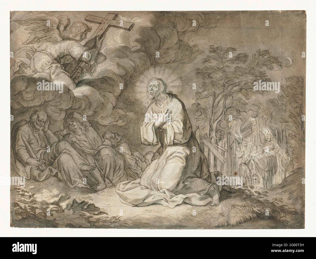 Christ dans la cour des olives. Banque D'Images