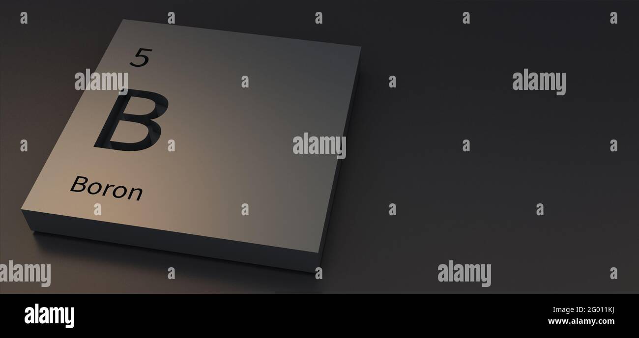 Eléments de bore sur l'illustration 3d de la table périodique. Banque D'Images