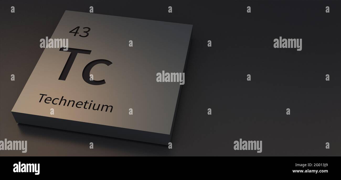 Éléments de technétium sur l'illustration 3d du tableau périodique. Banque D'Images