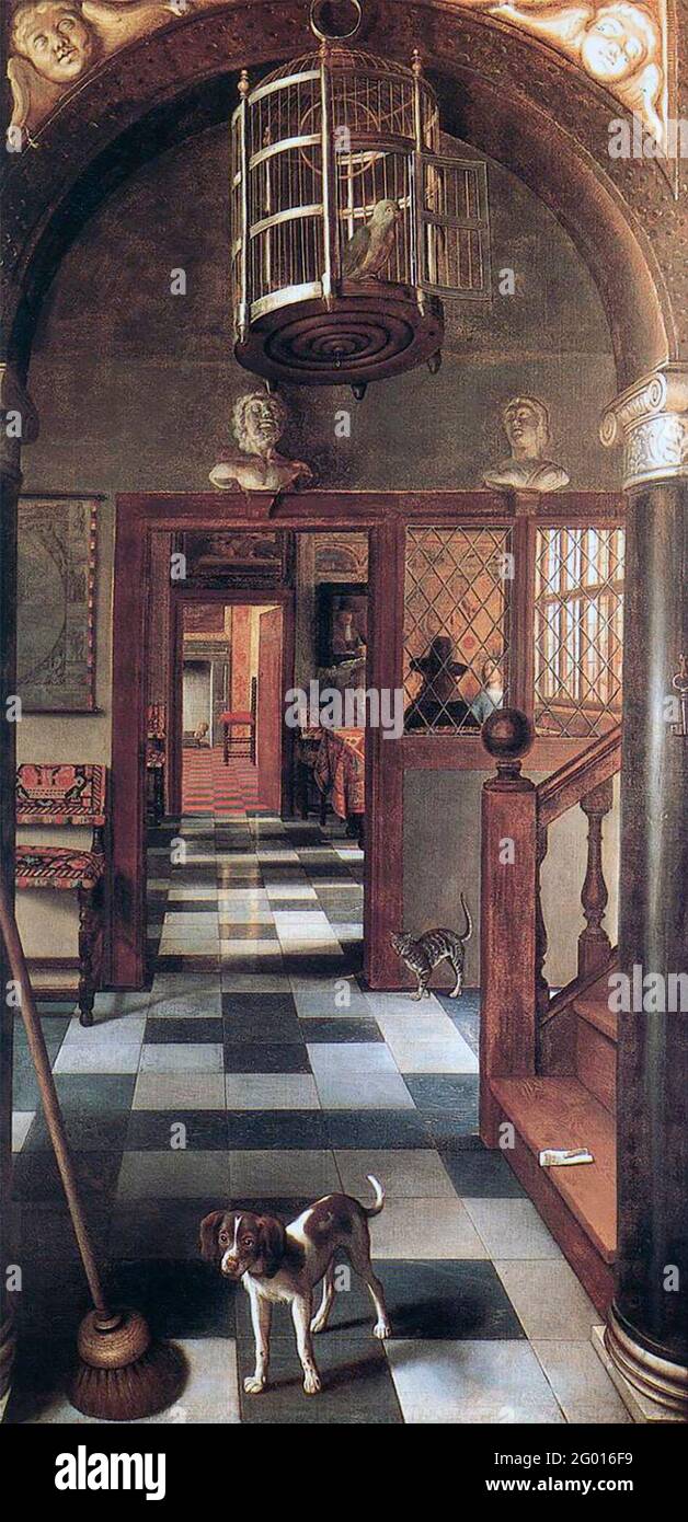 Une vue à travers une maison - Samuel van Hoogstraten, 1662 Banque D'Images