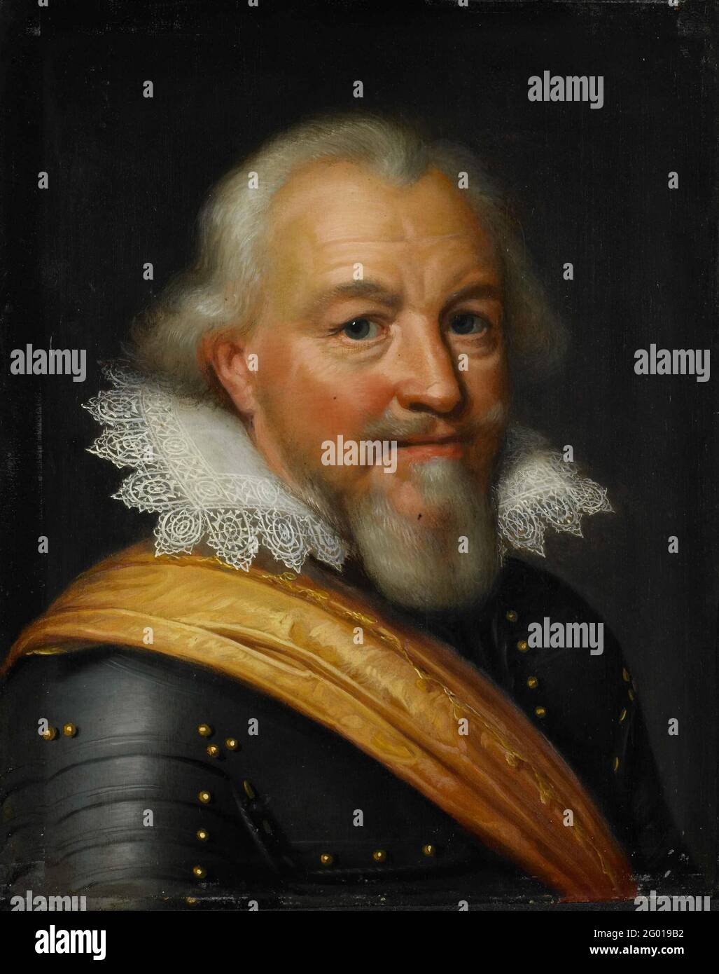 Portrait du Comte Jan VII ou Nassau-Siegen, connu sous le nom de centre. Portrait de Jan le milieu (1561-1623), comte de Nassau-Siegen. Buste à droite, en armure. Partie de la série de portraits de la maison Honisselaarsdijk. Banque D'Images