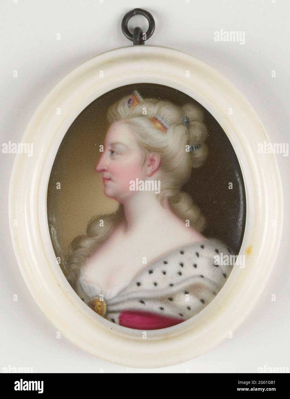 Caroline Van Brandenburg-Anspach (1683-1737). Épouse de George II, roi d'Angleterre. Portrait de Caroline van Brandenburg-Anspach (1683-1737). Épouse de George II, roi d'Angleterre. Buste, en profil à gauche. Dans le passé interprété comme le portrait présumé d'Anna van Hanover (1709-59), fille du roi George II, épouse du prince Willem IV Fait partie de la collection de portraits miniaturen. Banque D'Images