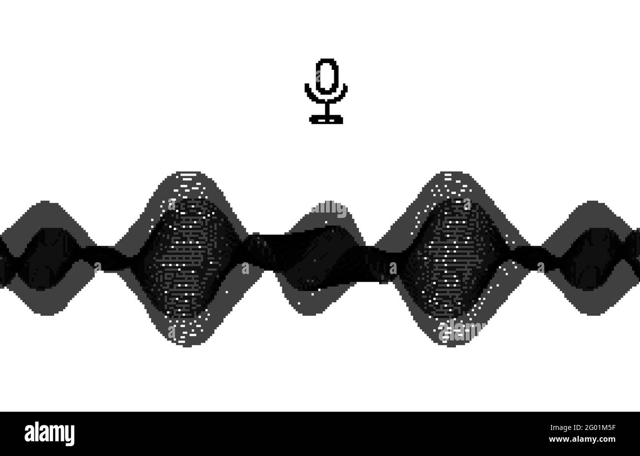 Égaliseur d'onde audio. Illustration de vecteur isolé noir et blanc. Technologie de commande vocale du microphone et égaliseur vocal du son. Illustration de Vecteur
