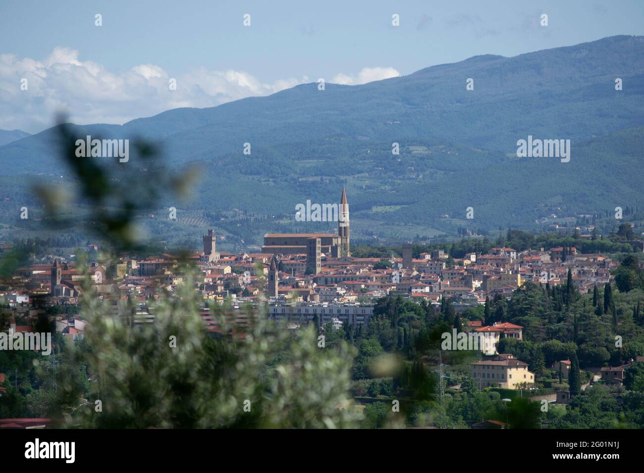 Vue panoramique sur la ville d'Arezzo, Toscane, Italie Banque D'Images
