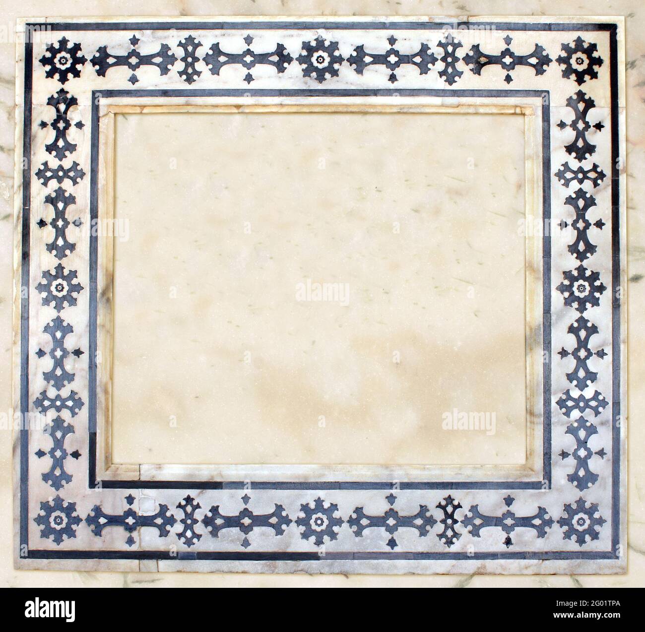 Cadre géométrique horizontal en marbre naturel ancien avec mosaïques de carreaux. Copier l'espace pour le texte. Modèle de maquette Banque D'Images