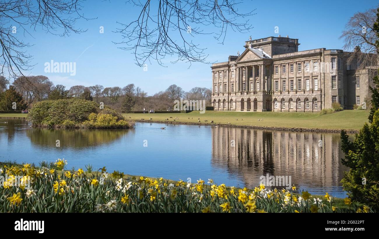 Lyme Park House, South Range, dans les styles baroque et palladien classiques, Pemberley de Pride and Pregils Banque D'Images