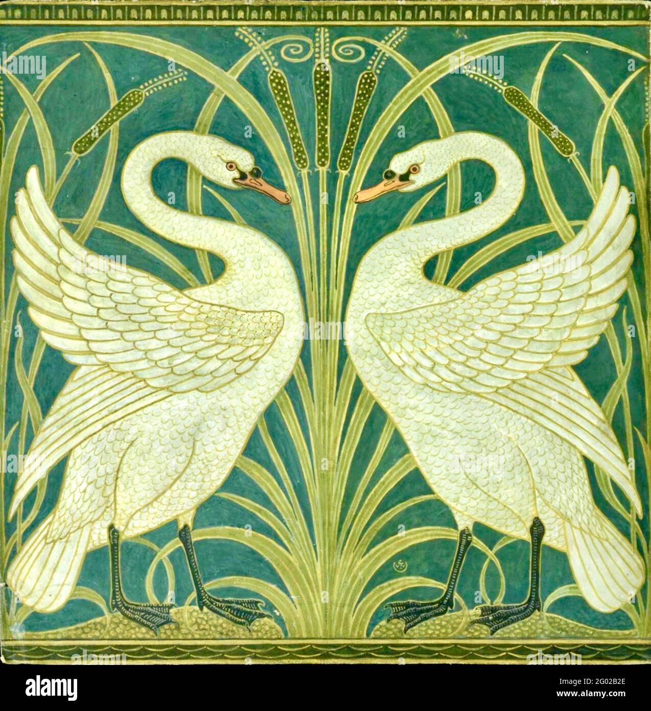 Walter Crane - papier peint Swan, Rush et Iris Banque D'Images