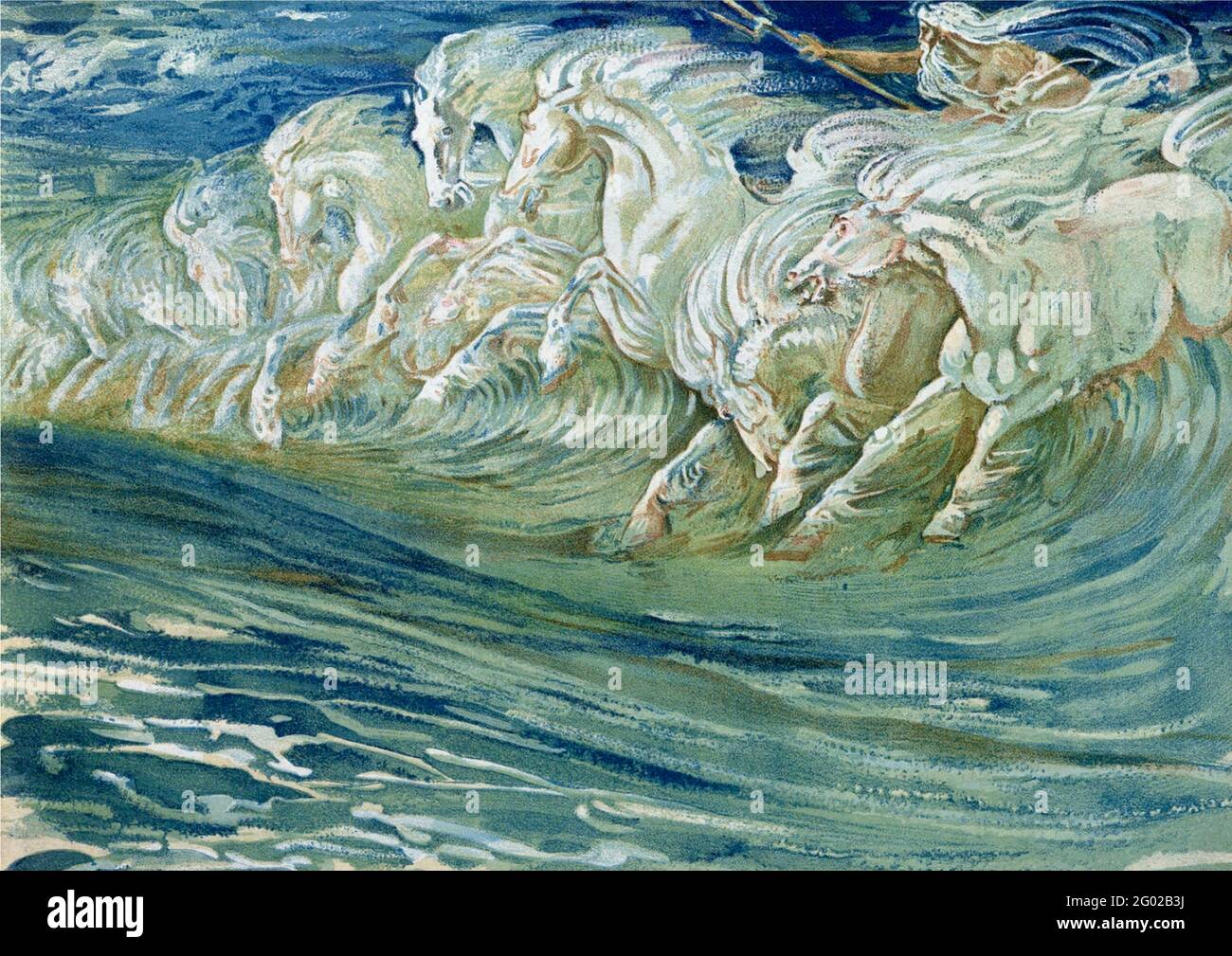 Oeuvre de Walter Crane intitulée les chevaux de Neptune - illustration pour la Legende mythologique grecque Banque D'Images