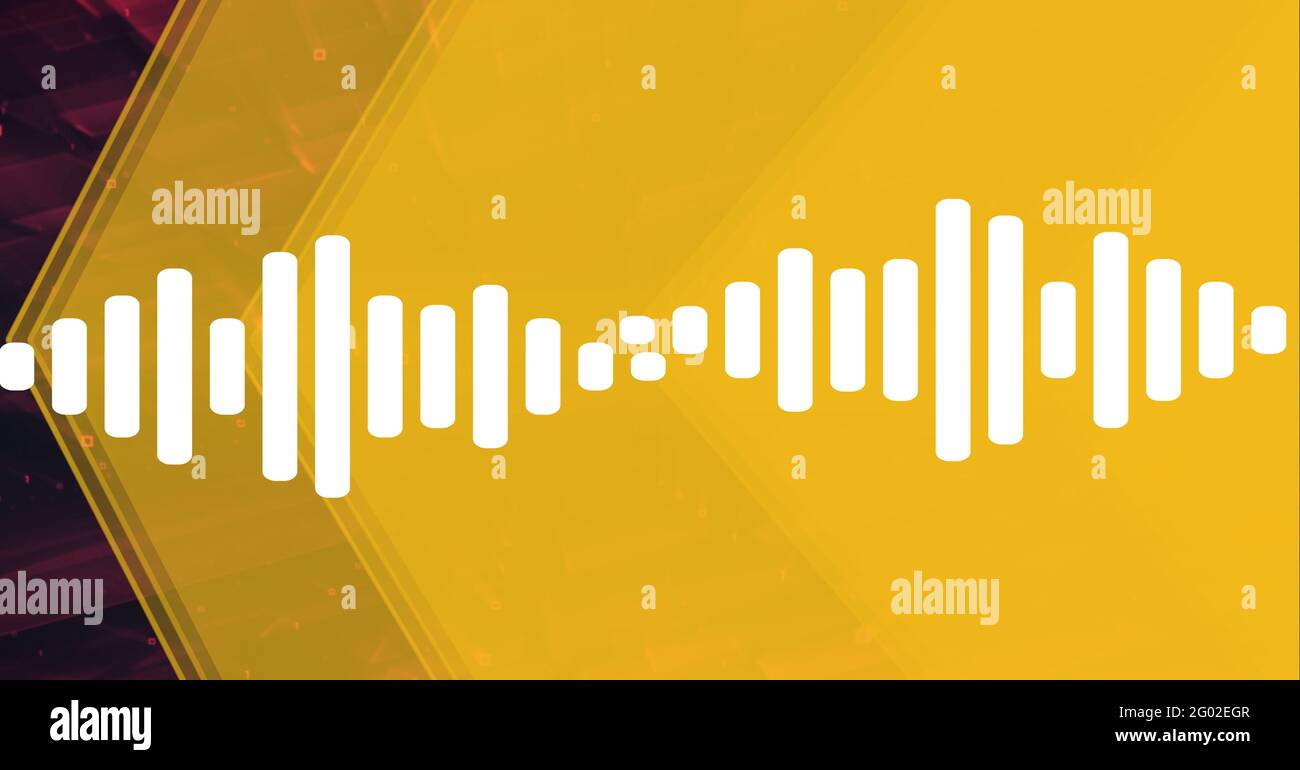 Composition d'un indicateur de niveau de fréquence sonore blanc sur des chevrons jaunes sur du rouge foncé Banque D'Images