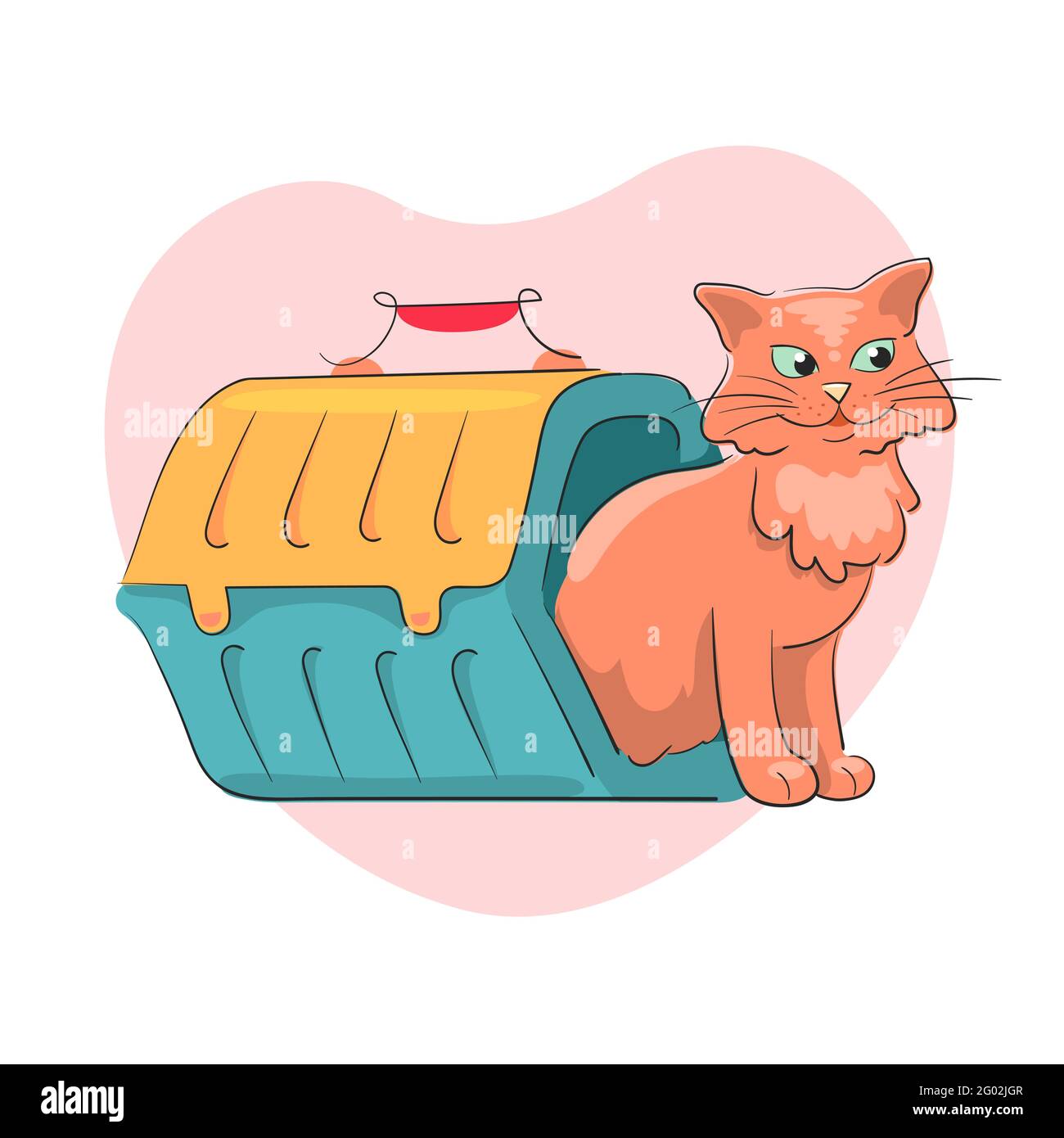Chat rouge dans le panier de voyage pour les animaux Illustration de Vecteur
