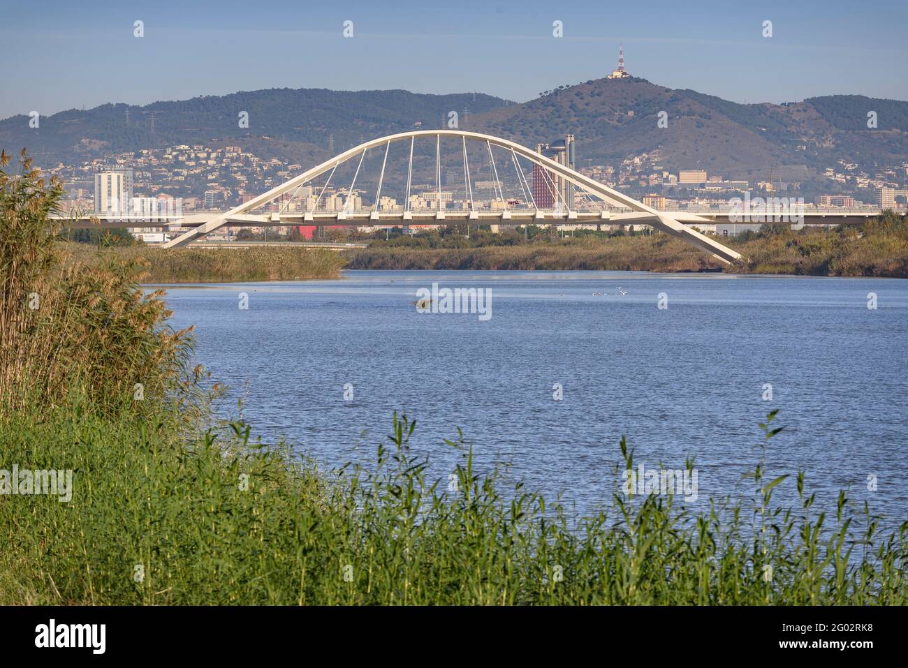 Le dernier pont sur le Llobregat, le pont Nelson Mandela à El Prat de Llobregat (Barcelone, Catalogne, Espagne) Banque D'Images