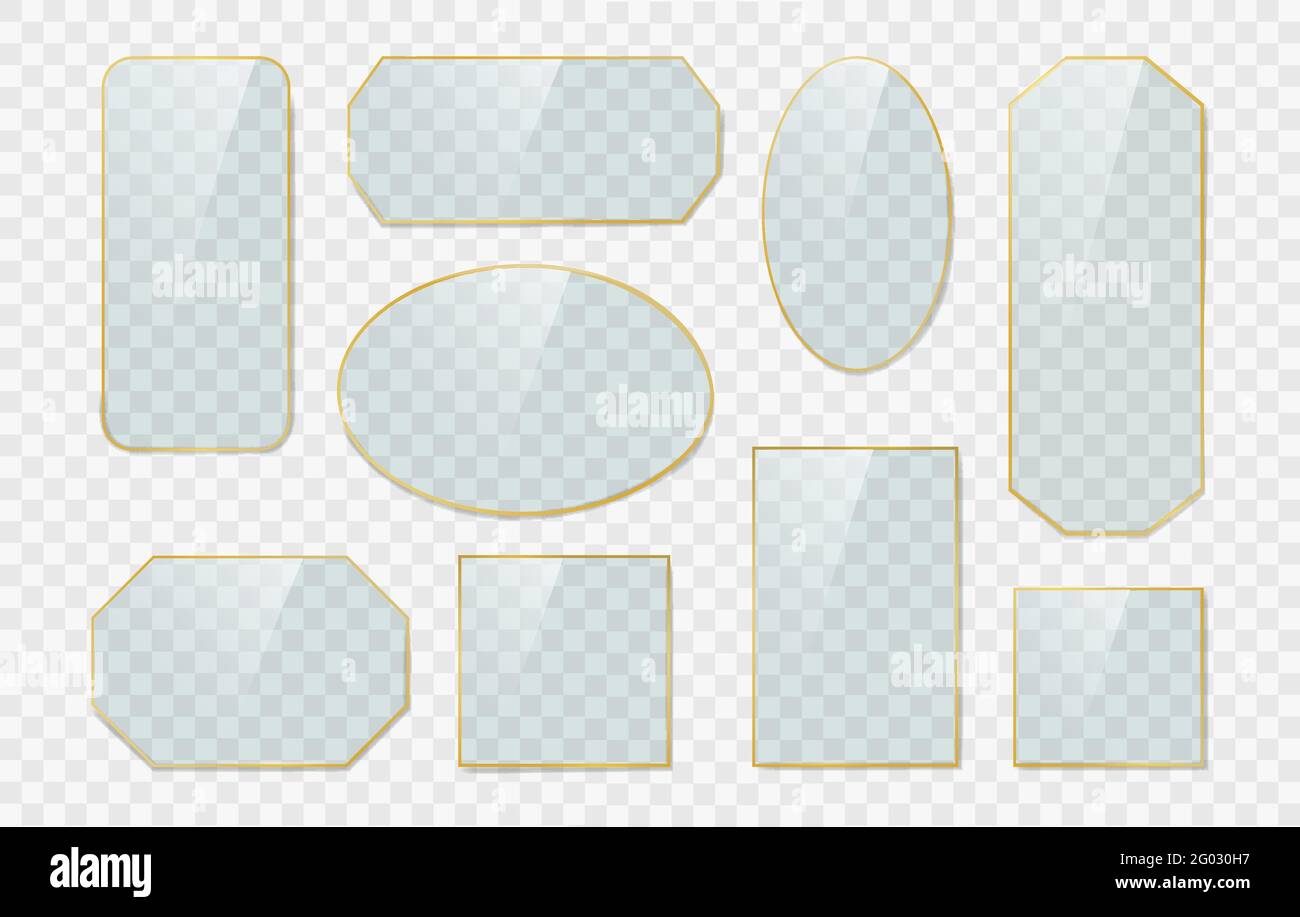 Cadres en or à réflexion de verre Illustration de Vecteur