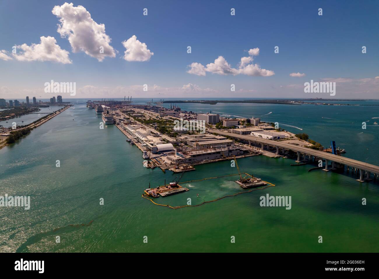 Construction de photos aériennes à Port Miami 2021 USA Banque D'Images