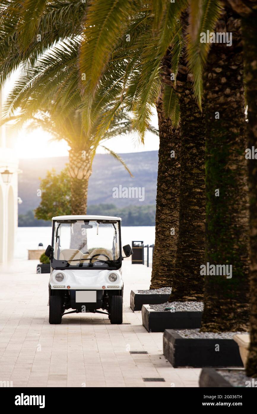 Voiture électrique de plaisance sur une côte de mer Banque D'Images