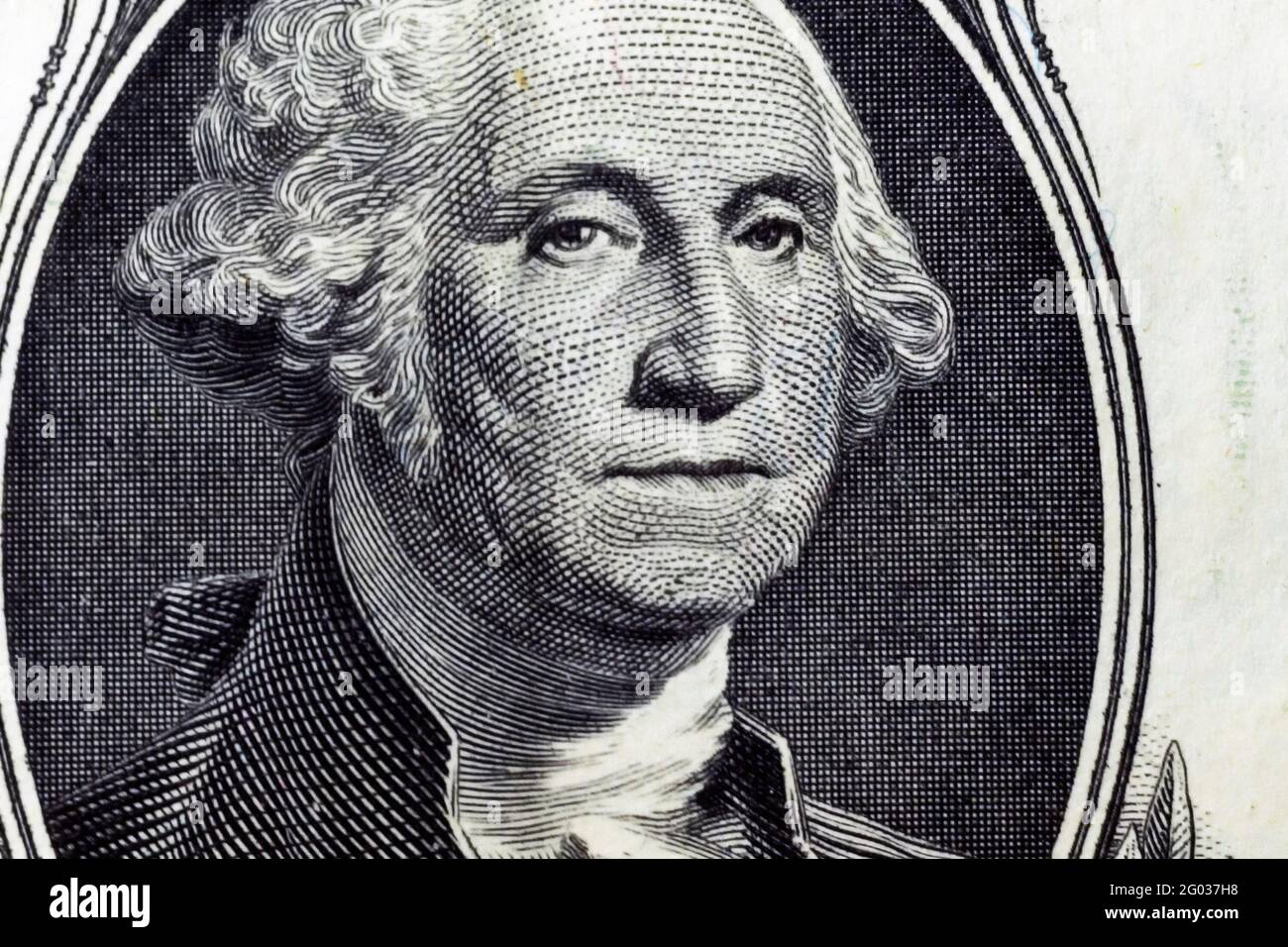 Portrait de George Washington sur un billet d'un dollar. Gros plan. Surgut, Russie - 17, mai 2021. Banque D'Images