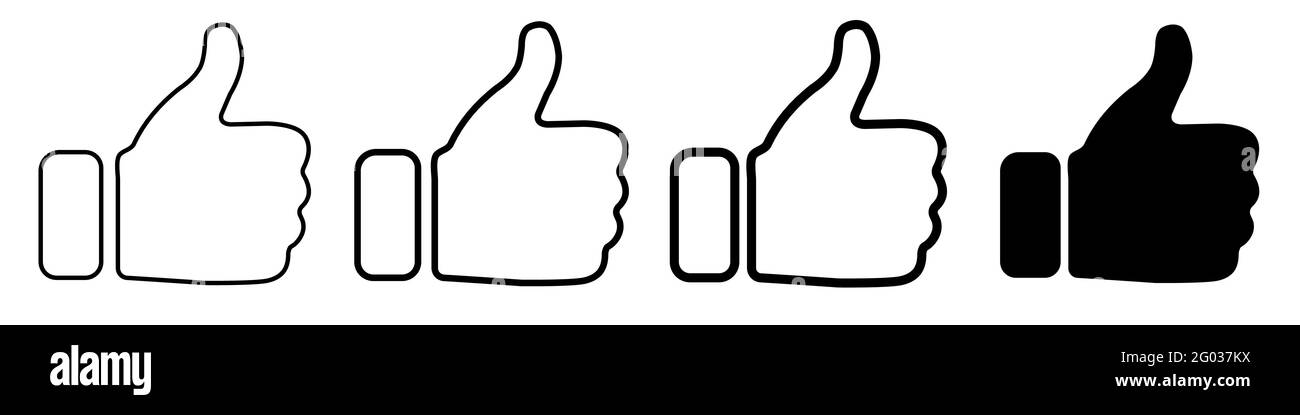 Configurer le pouce vers le haut de l'icône, je l'aime, Oui, bon signe, vecteur de stock Illustration de Vecteur