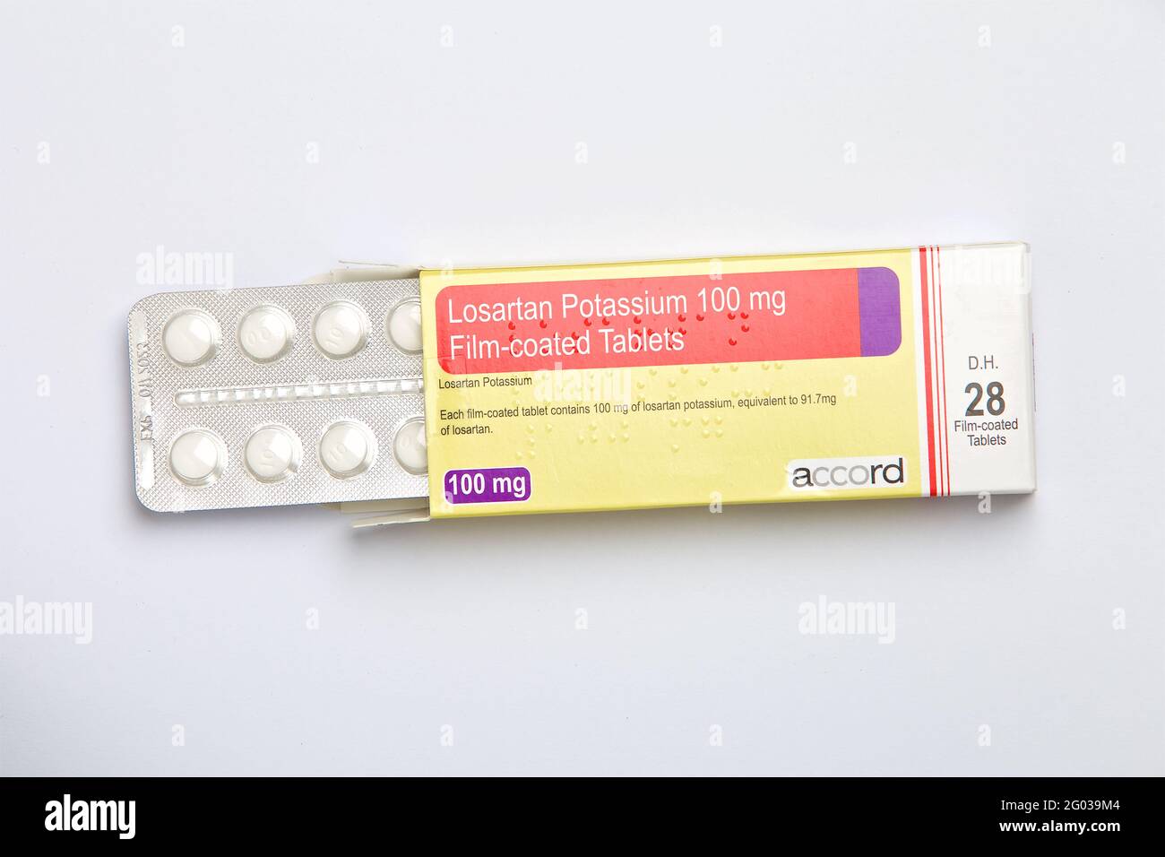 Hypertension (hypertension artérielle) médicament Losartan potassium 100mg Banque D'Images