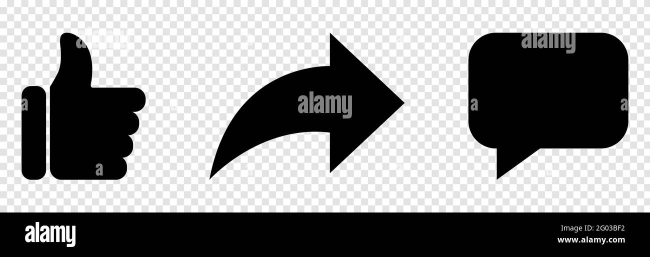 Ensemble d'icônes de partage de commentaires similaires. Boutons de notification sociale sur fond transparent Illustration de Vecteur