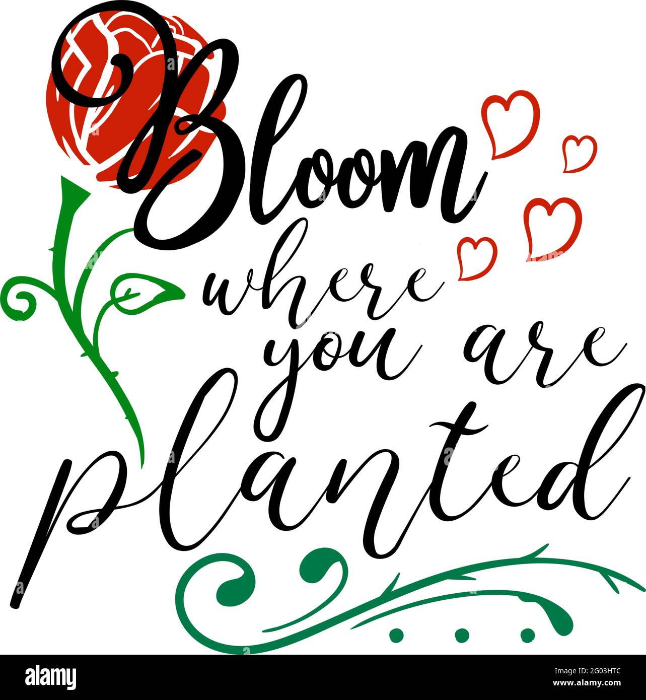 Bloom où vous êtes planté citation lettrage Illustration de Vecteur