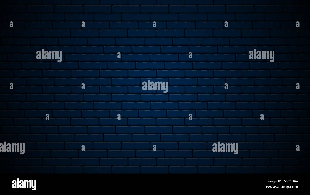 Mur en briques réaliste bleu foncé. Arrière-plan en brique bleu marine. Illustration vectorielle. Illustration de Vecteur