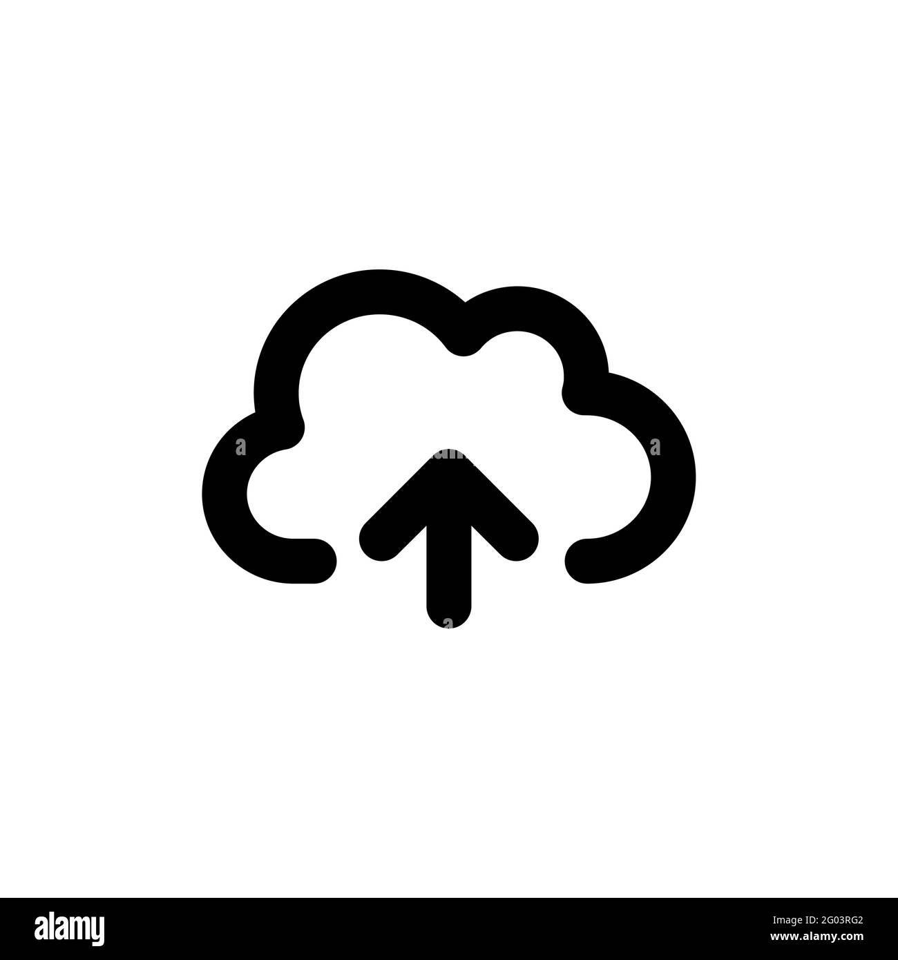 Icône de vecteur d'interface mobile ou Web de ligne de téléchargement dans le Cloud activée arrière-plan blanc Illustration de Vecteur