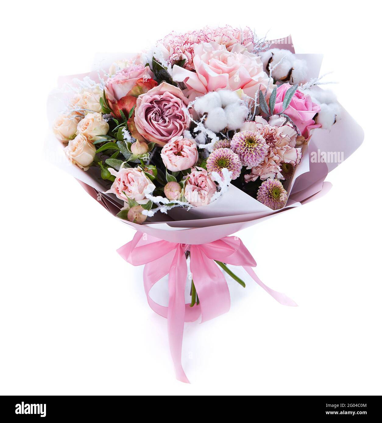 bouquet de mariage isolé sur blanc. Bouquet frais et luxuriant de fleurs colorées Banque D'Images